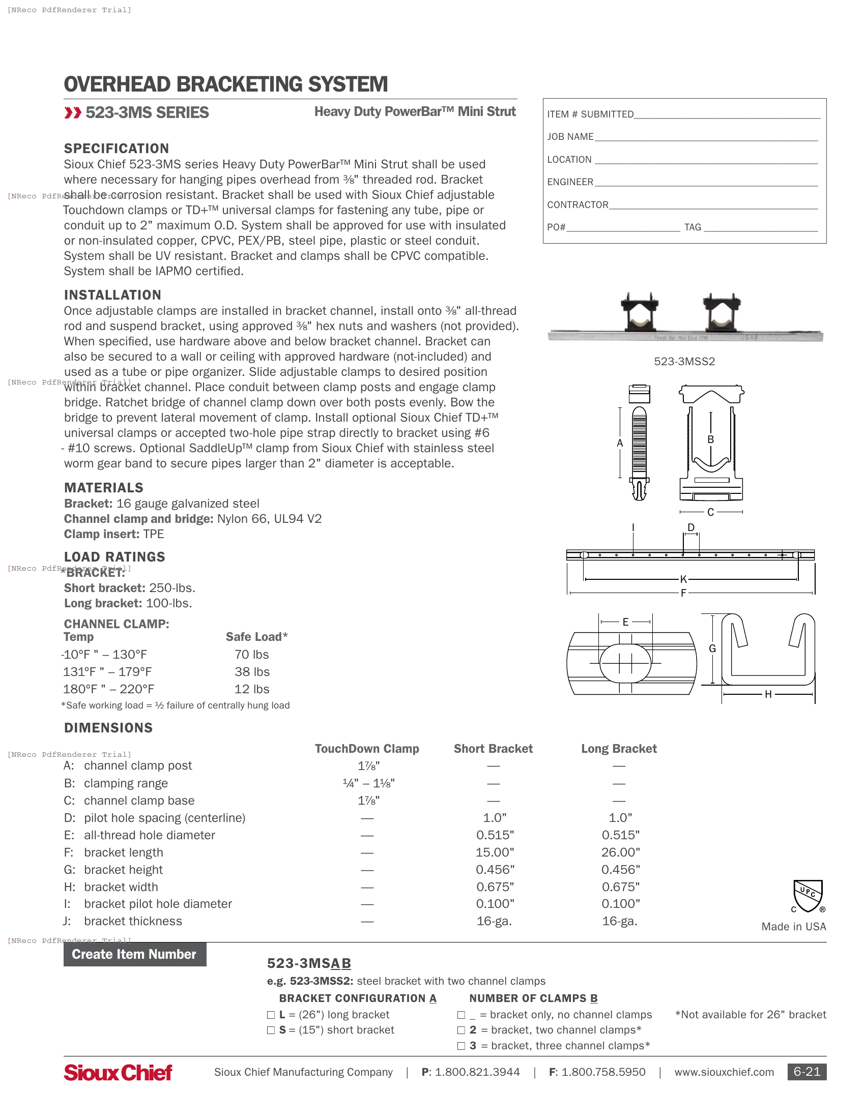 523-3MS SERIES - POWERBAR MINI STRUT - SPEC SHEET.PDF Specification Document